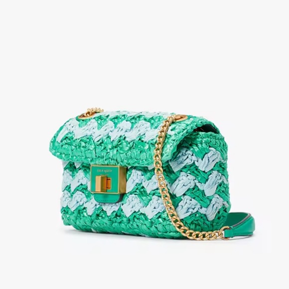Kate spade Evelyn striped crochet raffia small shoulder cross body convertible - Picture 3 of 16